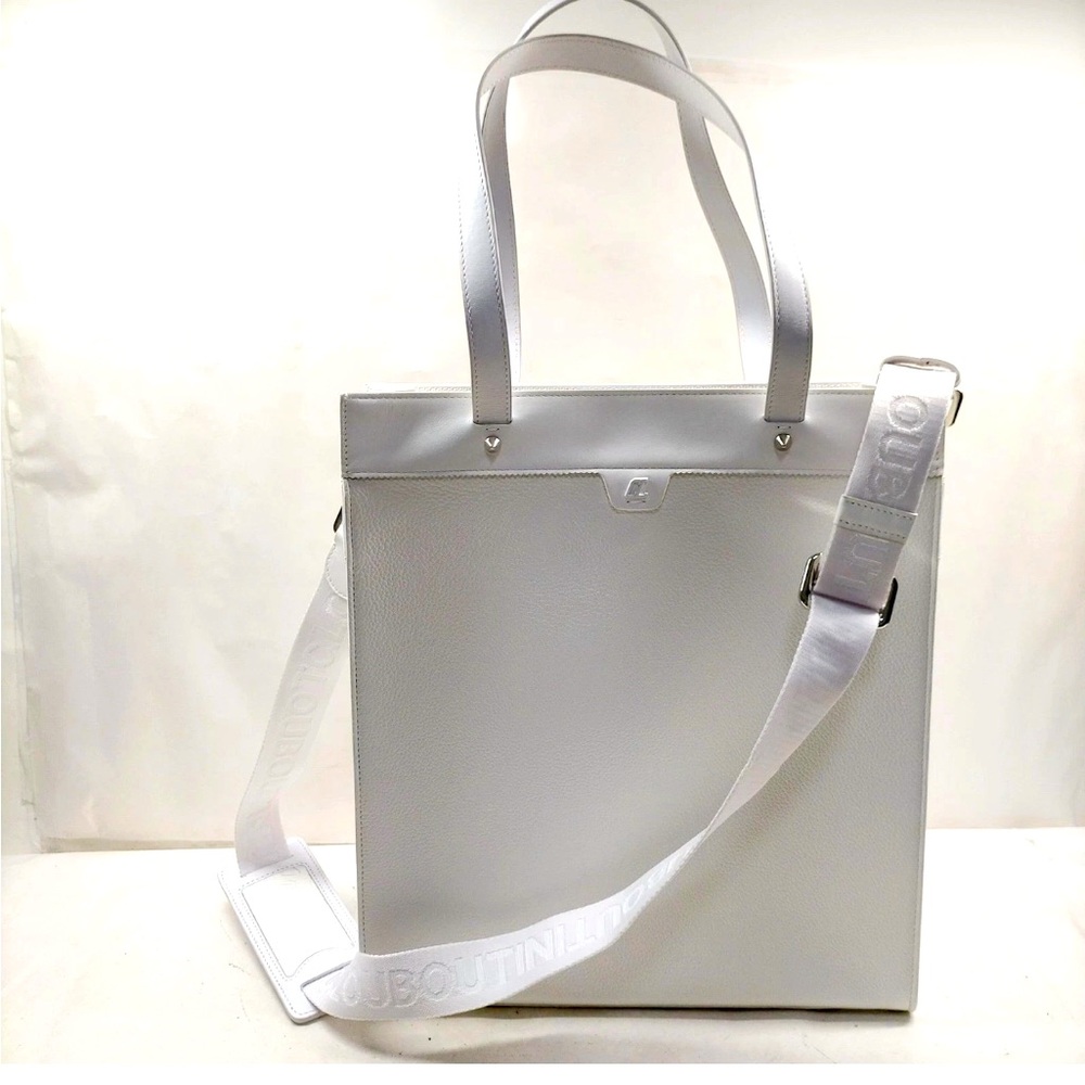 Elegant Christian Louboutin North South White Leather Tote Bag